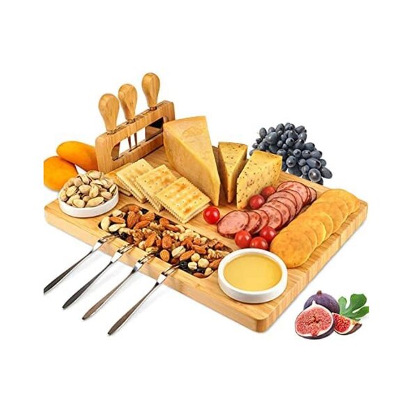 Foundry Select Bamboo Cheese Board Set With 3 Stainless Steel Knife 6421
